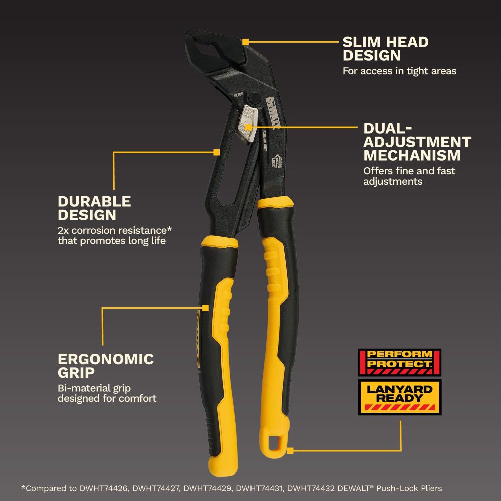 DEWALT 10 Inch Slidelock V Jaw Pliers, large image number 2