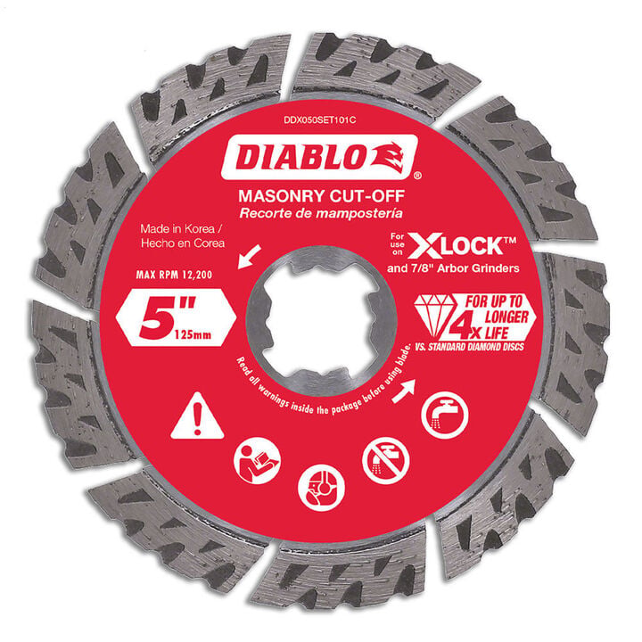 Diablo Tools X-LOCK 5 Inch Segmented Turbo Rim Diamond Cut-Off Disc for Masonry