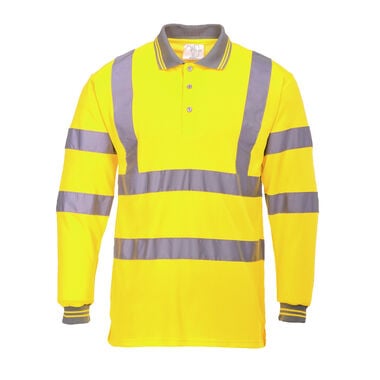 Portwest Yellow Hi-Vis Long Sleeved Polo Shirt - 4XL
