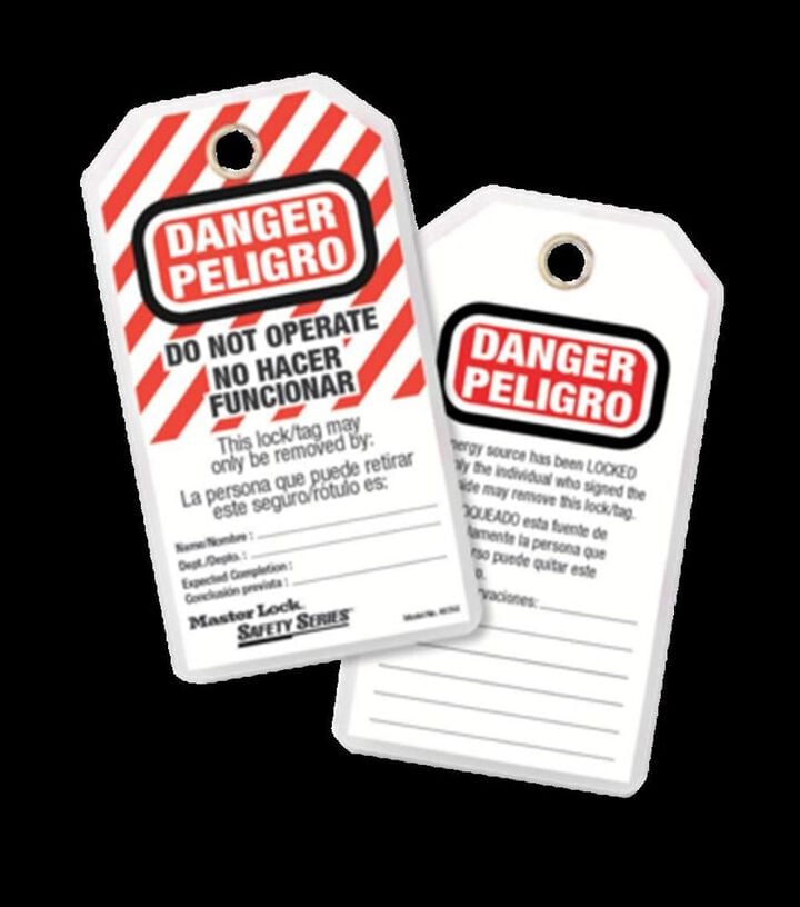 Master Lock Heavy Duty English/Spanish Lockout Tags - 497AX