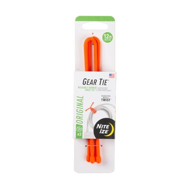 Nite Ize Gear Tie Reusable Rubber Twist Tie 12in 2pk Br. Orange