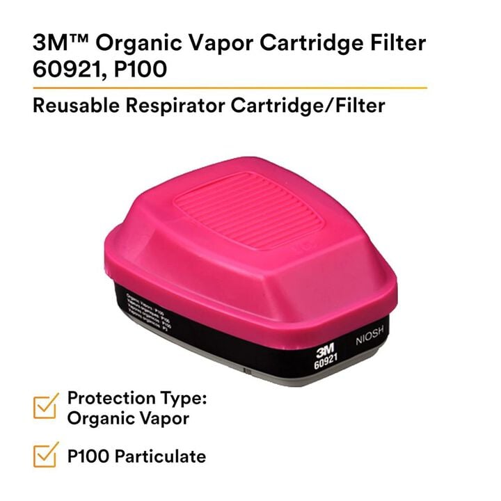 3M 60921 P100 Class Bayonet-Style Organic Vapor Cartridge Filter 2 Pieces, large image number 7