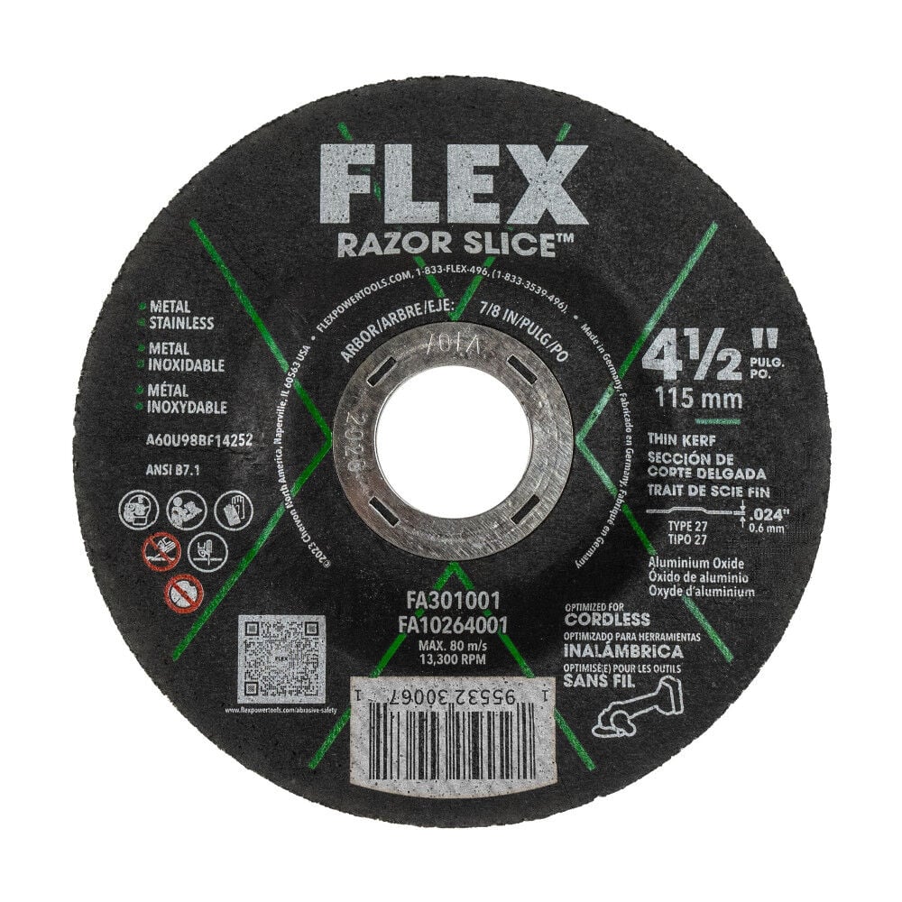 FLEX 4-1/2 Inch RAZOR SLICE Cut-Off Disc 5 Pack – FA301001-5