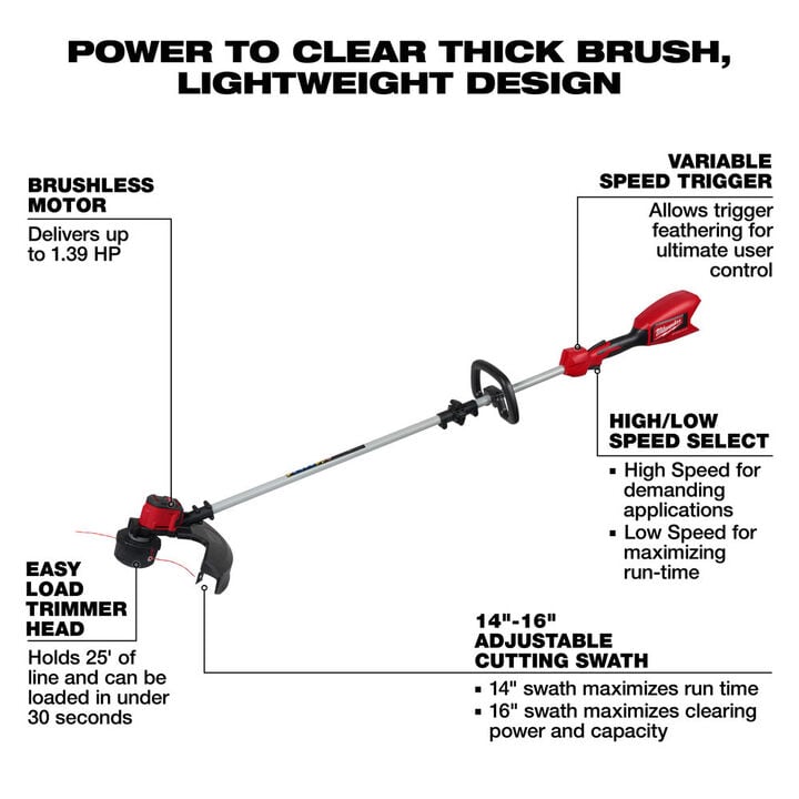 Milwaukee M18 Brushless String Trimmer, Bare Tool, large image number 3