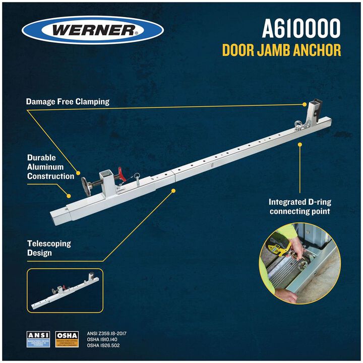 Werner Aluminum Door Jamb Anchor for 20 - 59 Inch Frame Openings, large image number 3