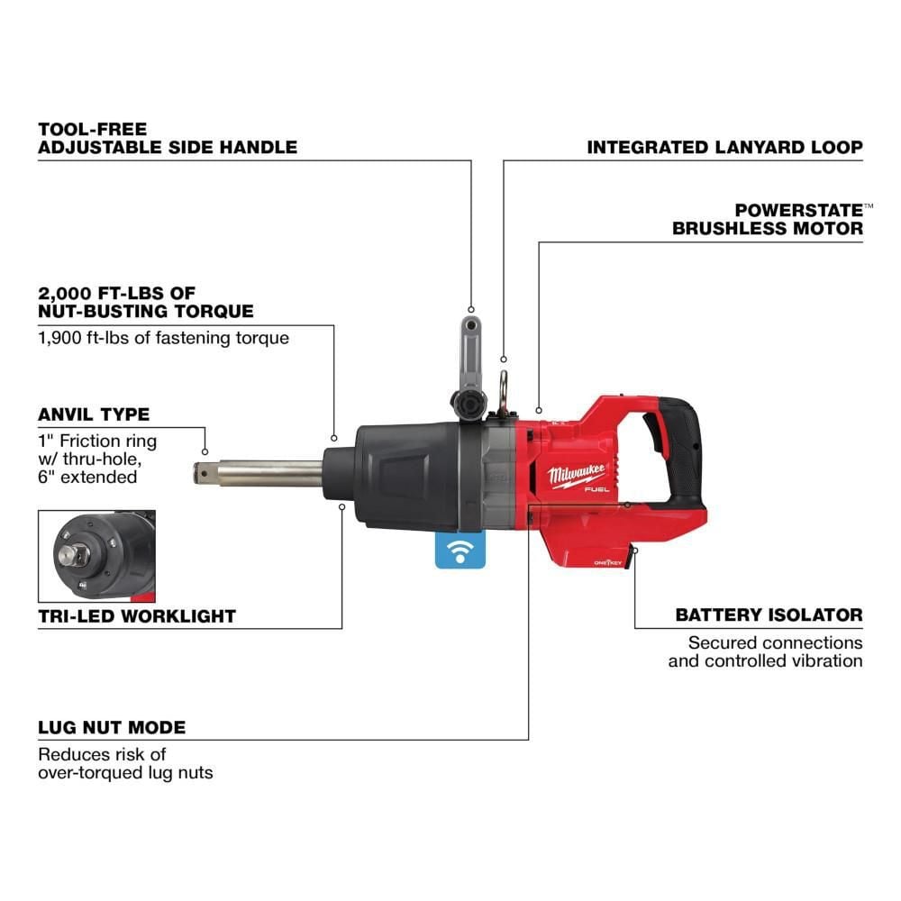 Milwaukee M18 FUEL 1inch D Handle Impact Wrench ONE KEY (Bare Tool), large image number 3
