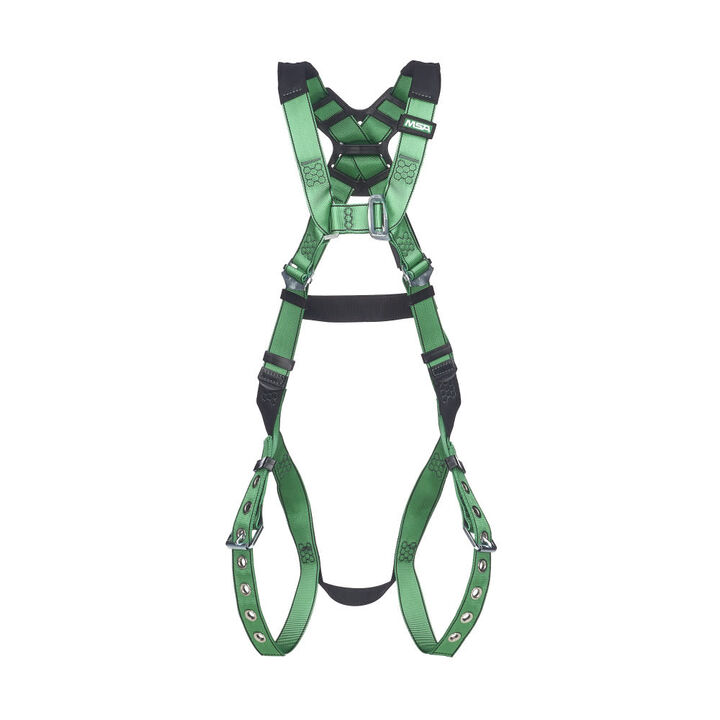 MSA Safety Works V-FORM Harness, Back D-Ring, Tongue Buckle Leg Straps Quick Connect Chest Buckle, XL