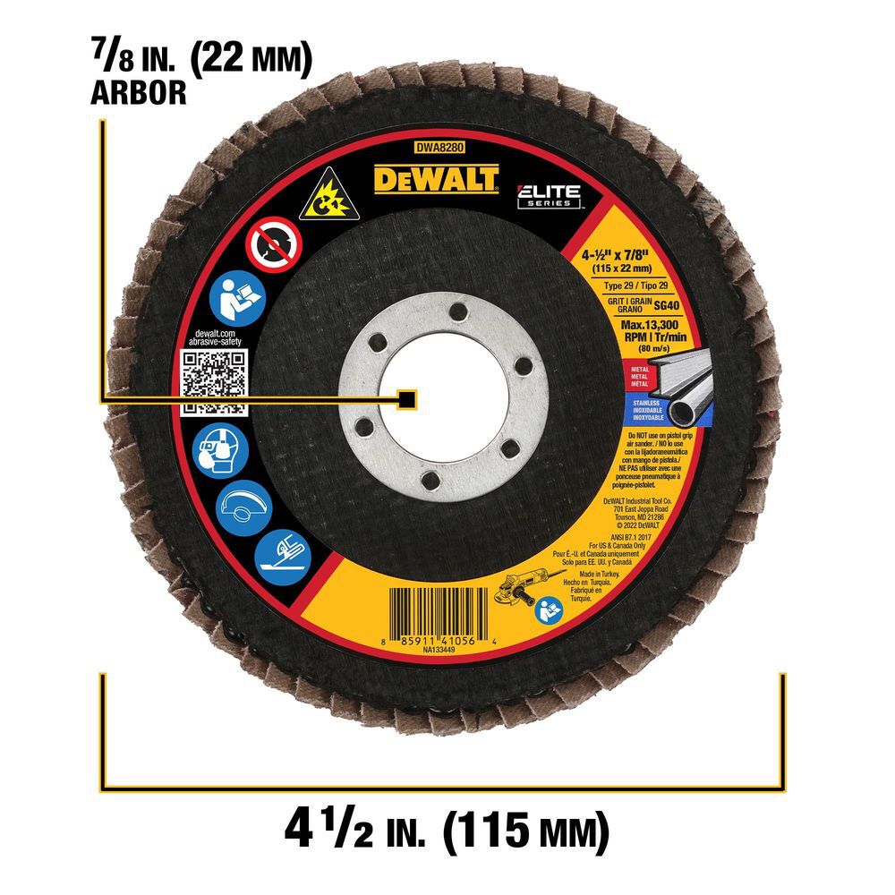 DEWALT 4-1/2in X 7/8in 40G T29 XP CERAMIC FLAP DISC, large image number 4