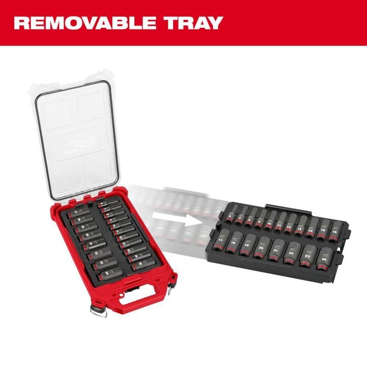 Milwaukee SHOCKWAVE Impact Duty Socket 3/8 Dr 19pc MM PACKOUT Set, large image number 8