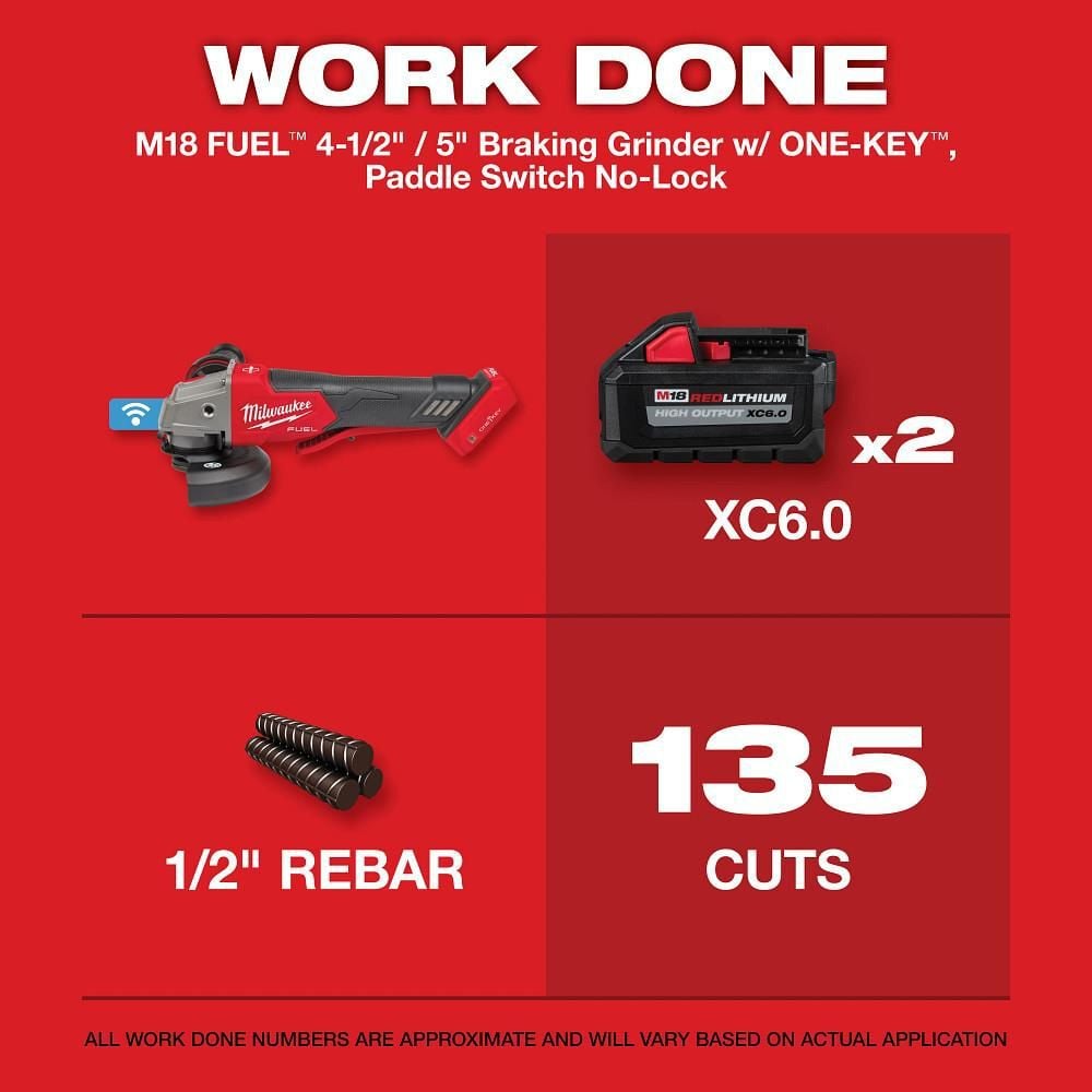 Milwaukee M18 FUEL 4 1/2inch / 5inch Braking Grinder Paddle Switch No Lock Kit, large image number 2