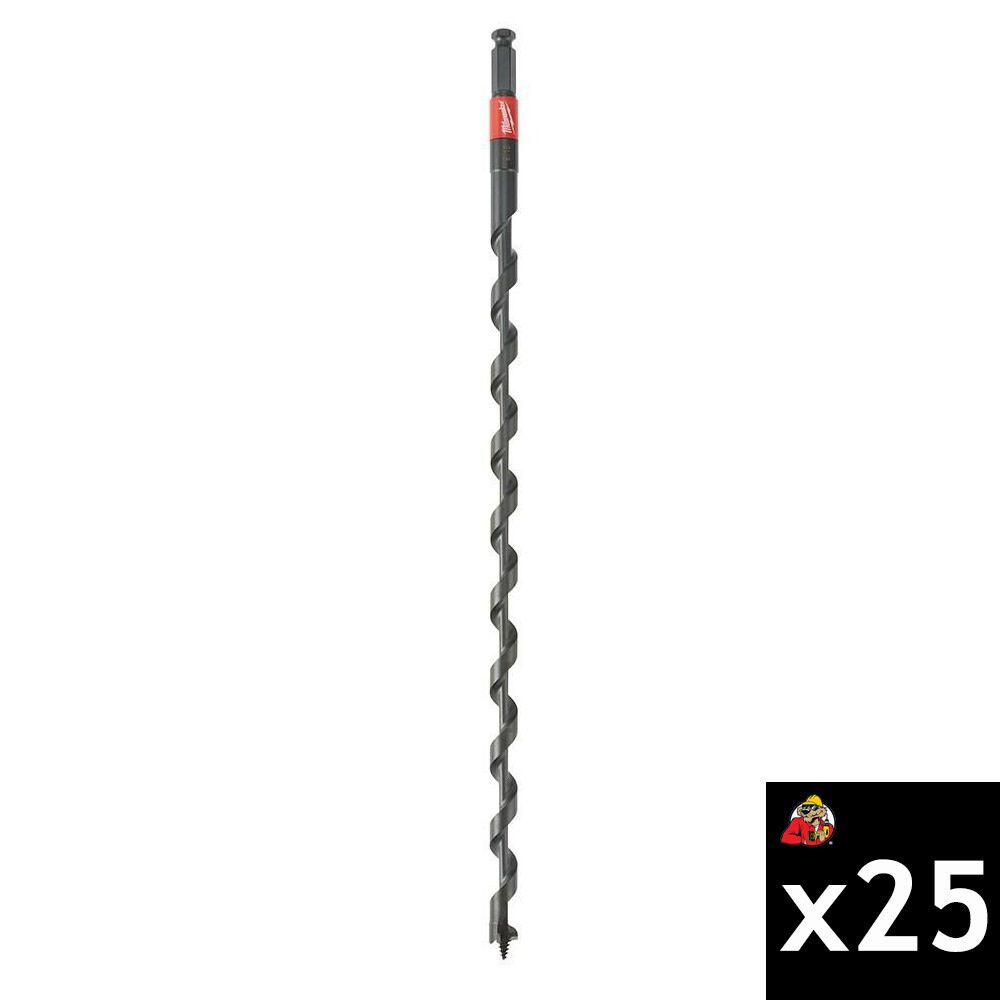 Milwaukee 1 Inch x 18 Inch Lineman's Auger Bit 25 Pieces, large image number 1