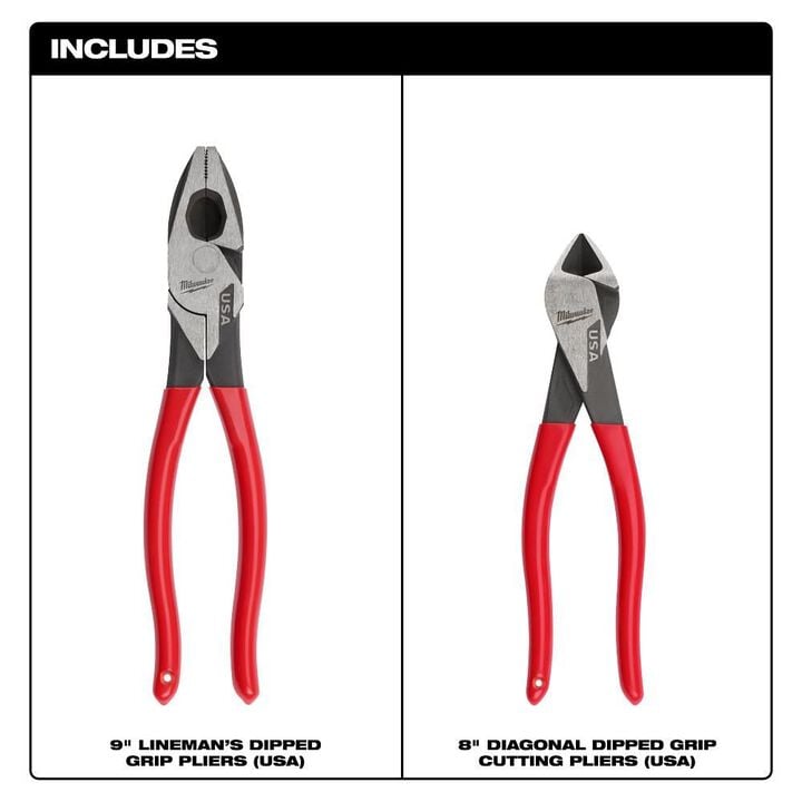 Milwaukee Dipped Grip Cutting Pliers Set (USA), 2 Pieces, large image number 1