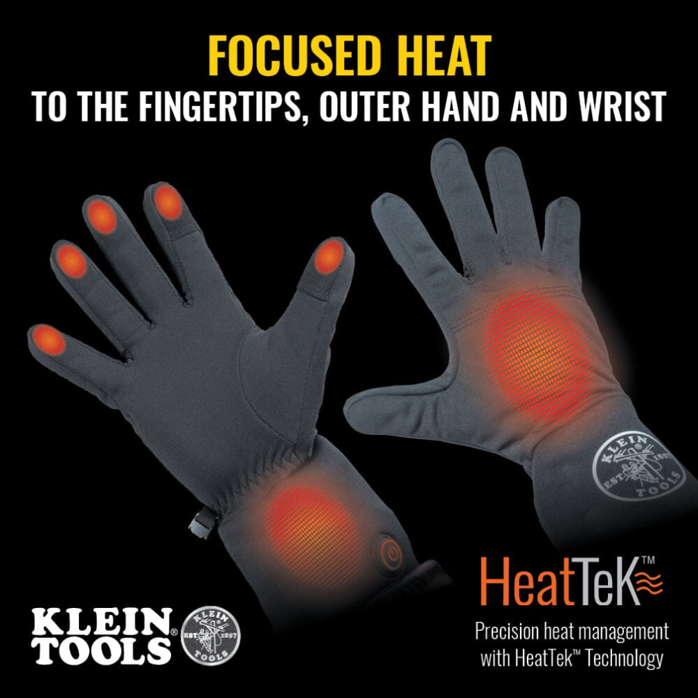 Klein Tools Rechargeable Heated Work Glove Liners with Knit Dipped Gloves, Large, large image number 2