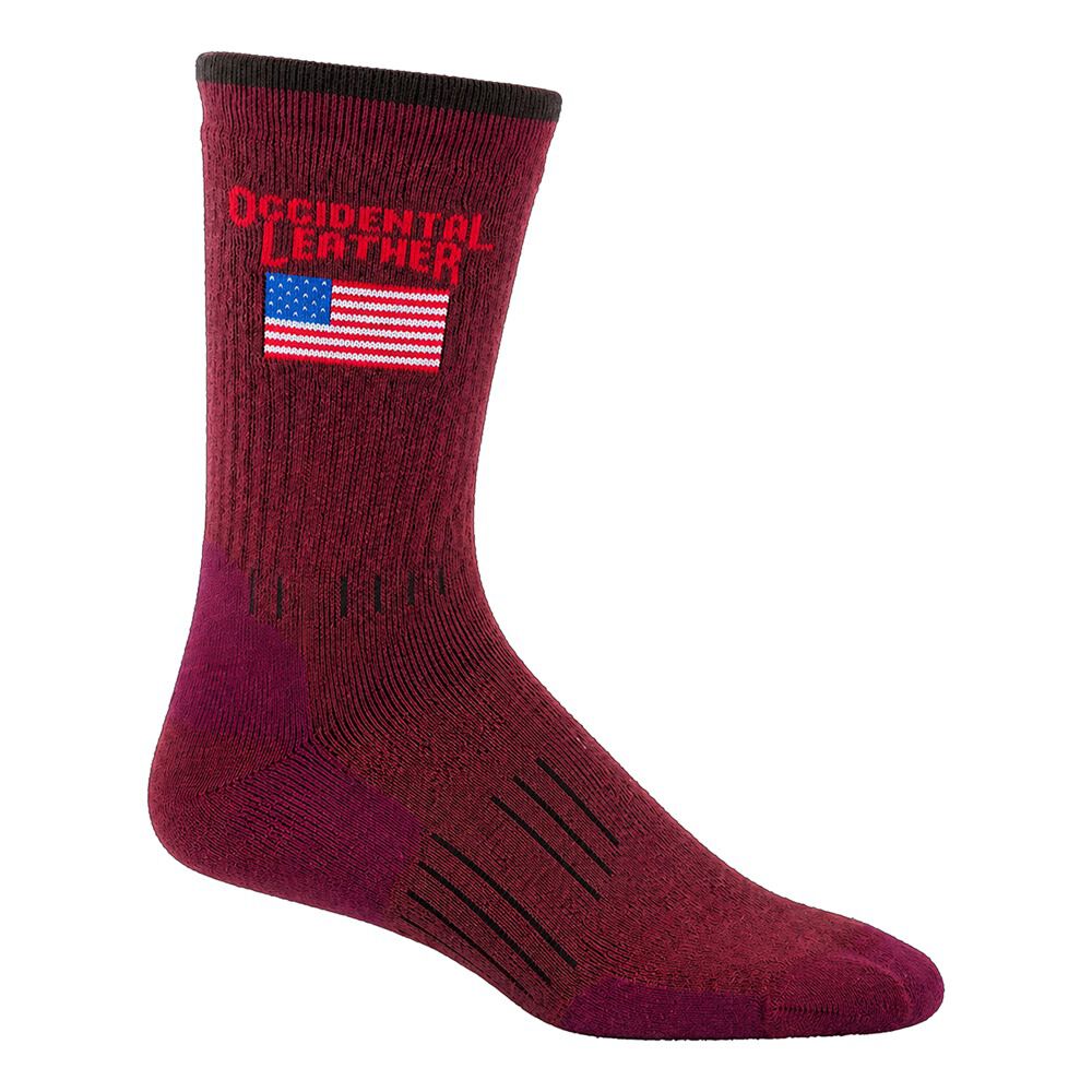 Occidental Leather Mid-Calf Oxy Flag Wool Socks Burgundy Unisex Fits Sizes 8-13, large image number 2