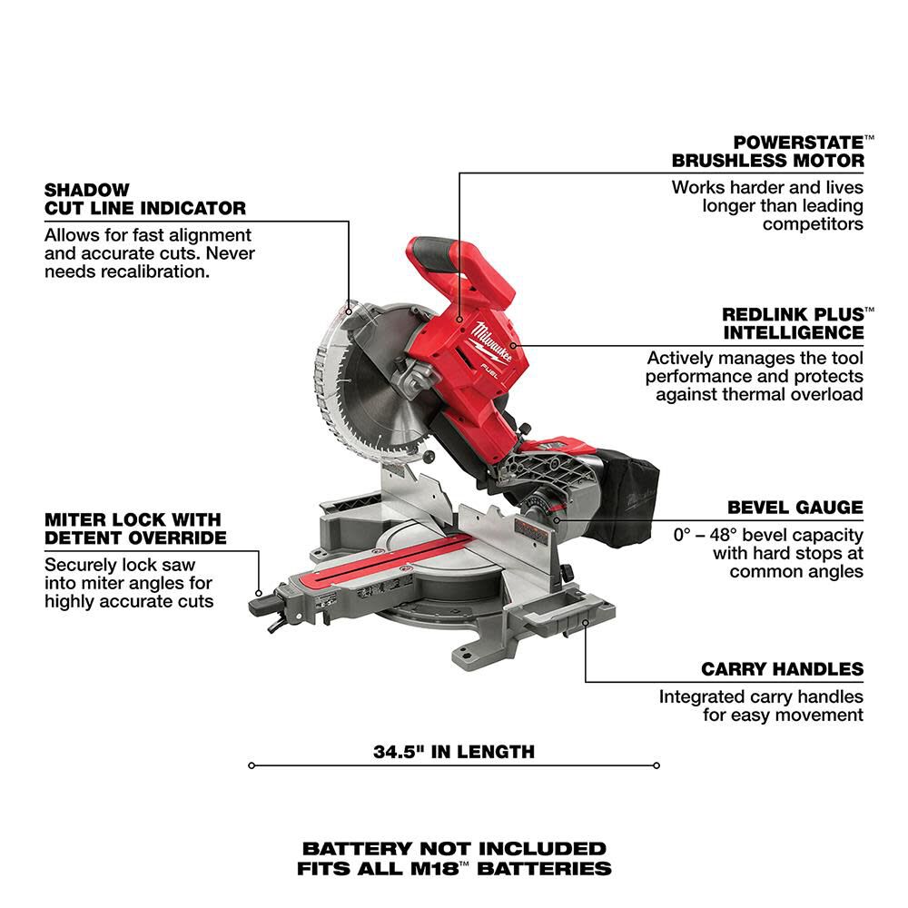 Milwaukee M18 FUEL HIGH DEMAND 10inch Miter Saw Bare Tool 2734
