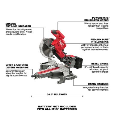Milwaukee M18 FUEL HIGH DEMAND 10inch Miter Saw (Bare Tool), large image number 6