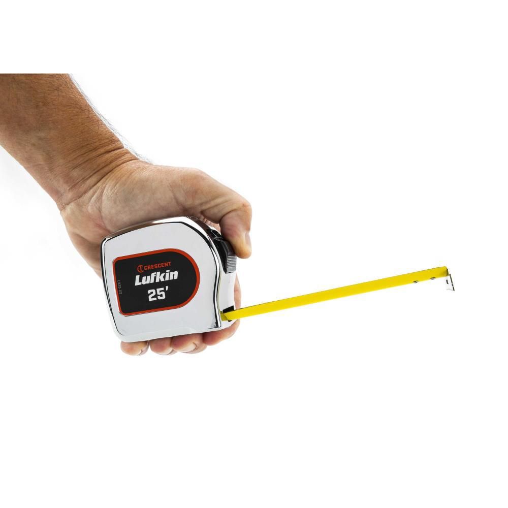 Crescent Lufkin Chrome Case Yellow Clad Tape Measure 1 1/8in x 25', large image number 9