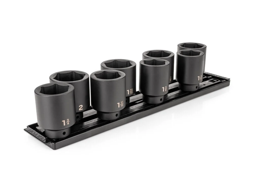 Tekton 1/2 Inch Deep 6-pt Impact Socket Set Rails 8 Piece 1-9/16-2 Inch, large image number 1