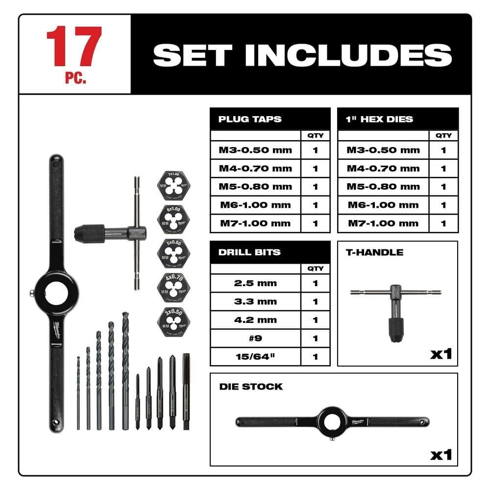 Milwaukee Metric Tap and Die 17pc Set, large image number 2
