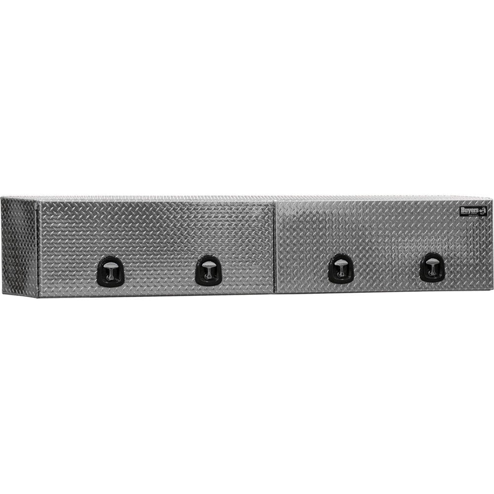 Buyers Products Company 16x13x96 Inch Diamond Tread Aluminum Topsider Truck Box with Flip-Up Doors – 1701361