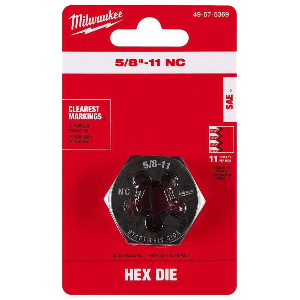 Milwaukee 5/8 in -11 NC 1-7/16 in  Hex Threading Die, large image number 8