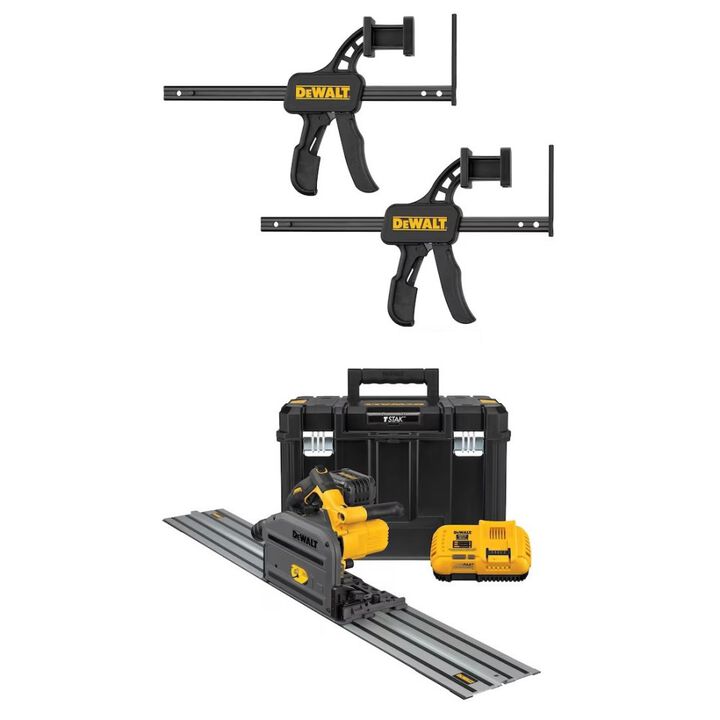 DEWALT TrackSaw Track Clamps & 60V MAX Cordless Track Saw Kit Bundle