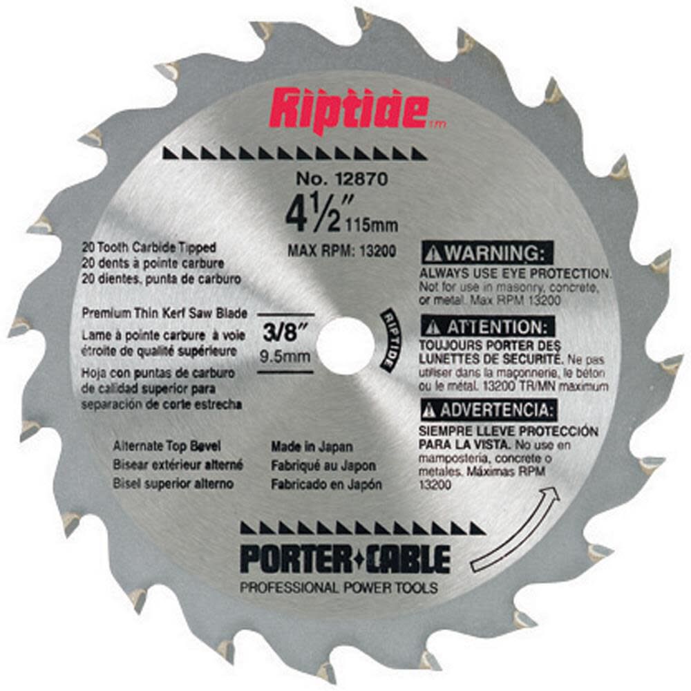 Porter Cable 4 1 2 In. 20 T Circular Saw Blade 12870 Acme Tools