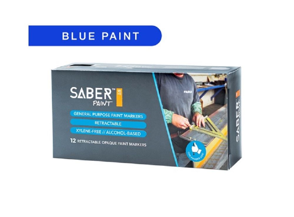 FARO Saber Retractable Paint Marker, Blue, 12 Pack, large image number 1