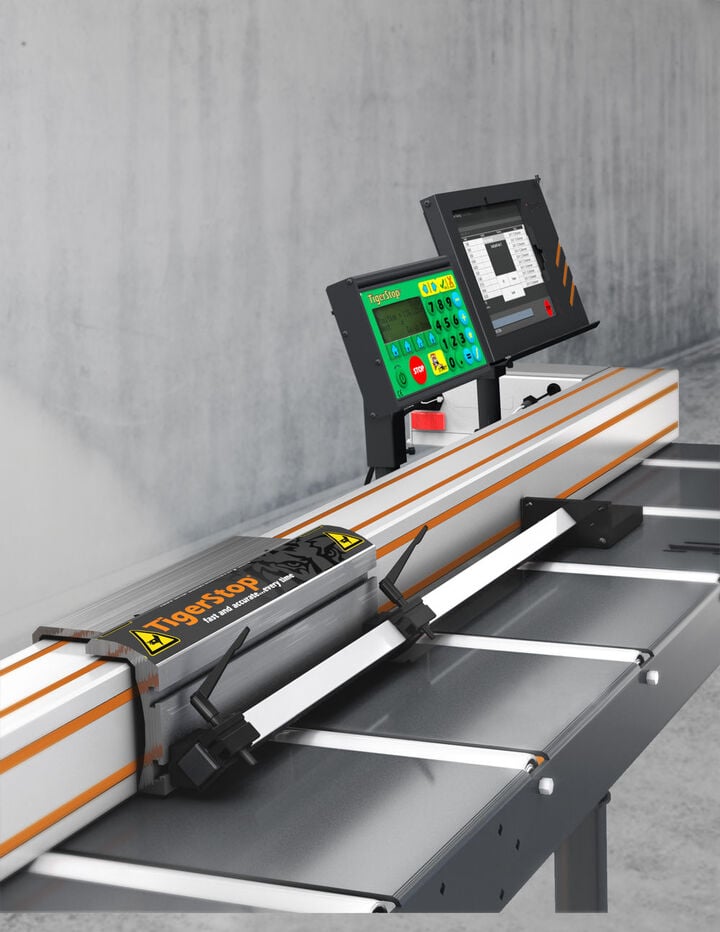 Tigerstop 24' Saw Fence System Automatic Pusher and Stop Gauge, large image number 1