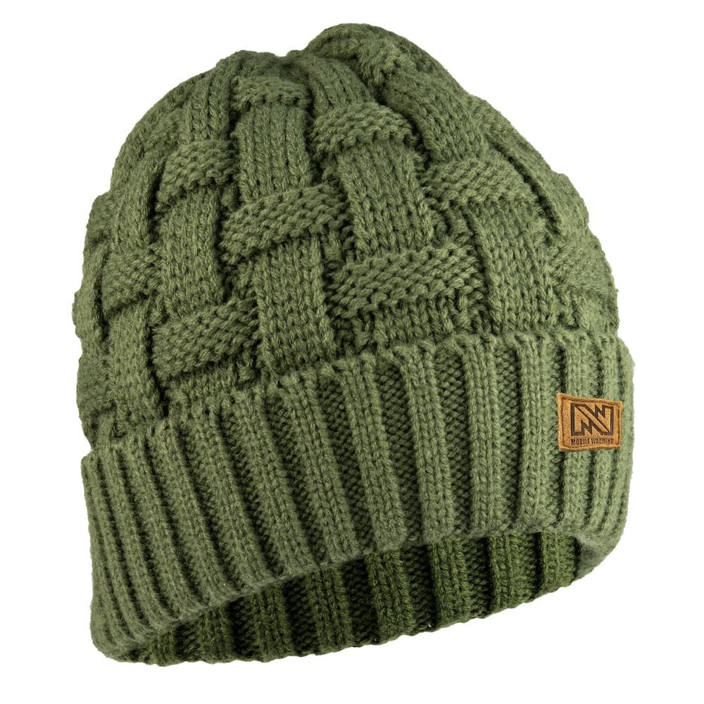Mobile Warming Heated Cable Knitted Beanie Unisex Green One size – MWUH06110024
