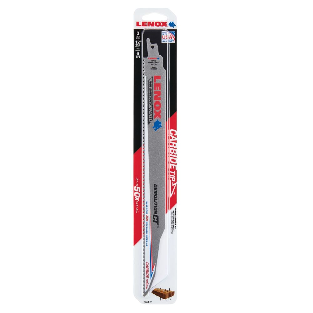 Lenox 12 Inch 6 TPI Demolition CT Reciprocating Saw Blade 3 Pieces, large image number 7