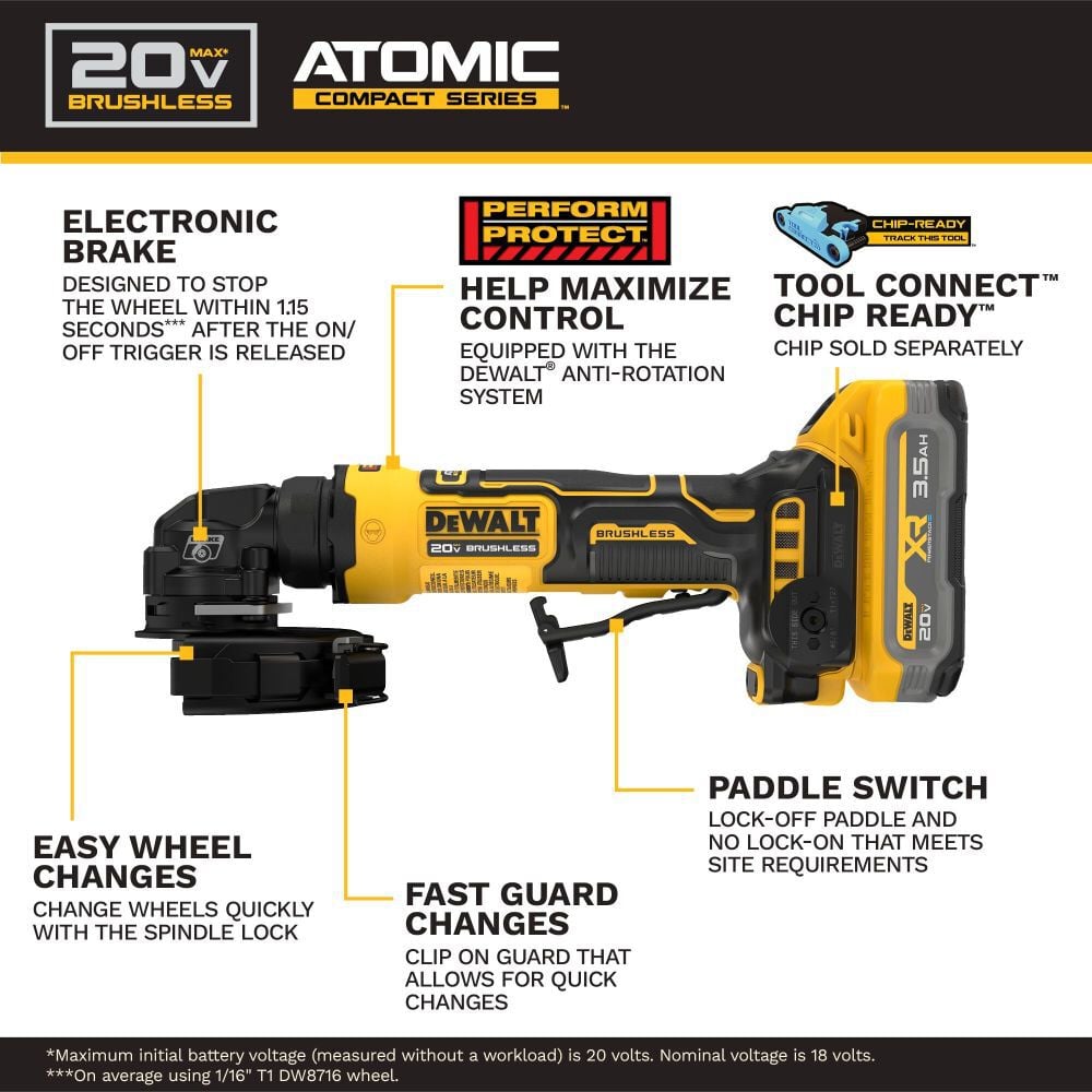 DEWALT ATOMIC 20V MAX 4 Inch Angle Grinder Kit with XR POWERSTACK, large image number 4