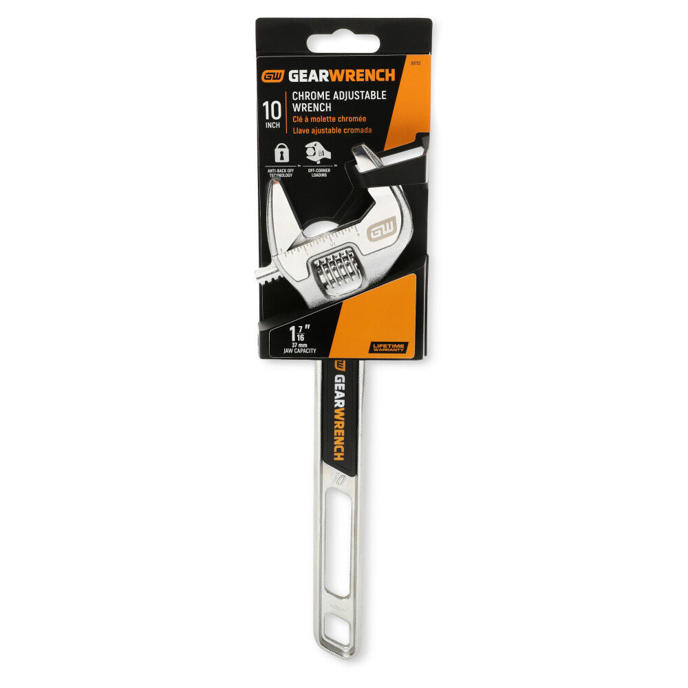 GEARWRENCH 10 Inch Chrome Plated Adjustable Wrench, large image number 5