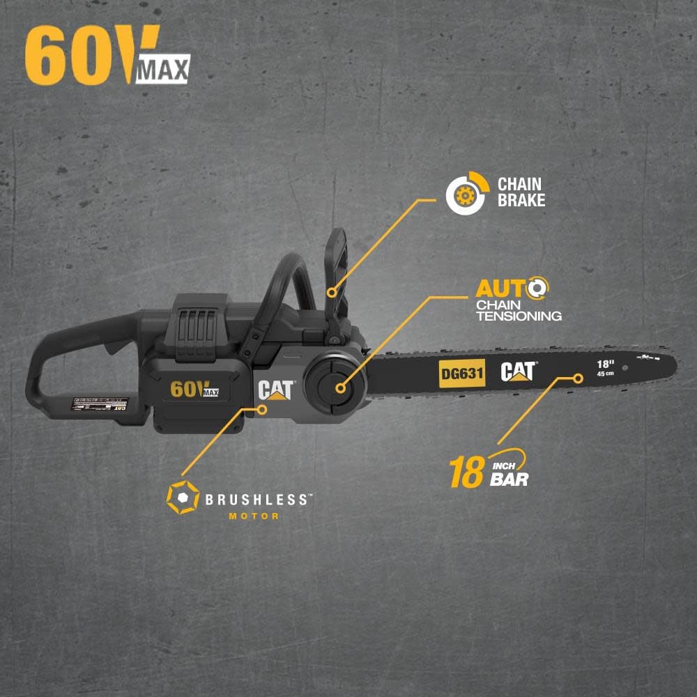 CAT DG631.9 60V 18inch Brushless Chainsaw (Bare Tool), large image number 2
