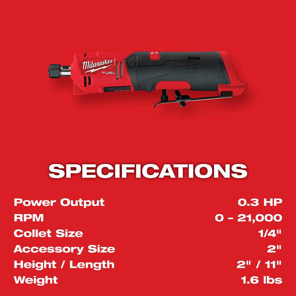 Milwaukee M12 FUEL Straight Die Grinder (Bare Tool), large image number 7