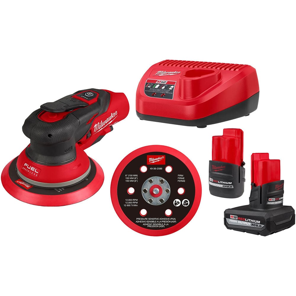 Milwaukee M12 Fuel 6'' Random Orbital Sander Kit (3/16'')