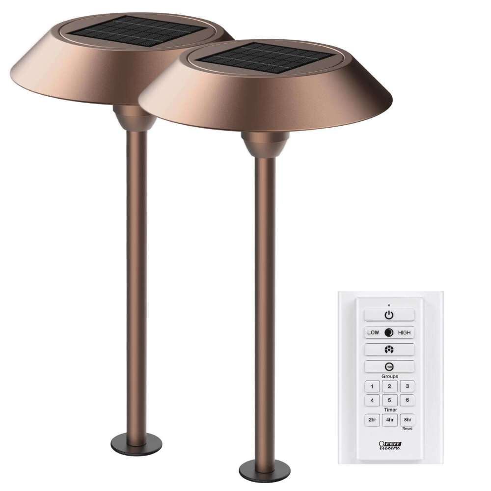 Feit Electric 12 Inch 0.4W 40 Lumens Landscape Solar Pathway Light Bronze 2 Pieces – 3010292