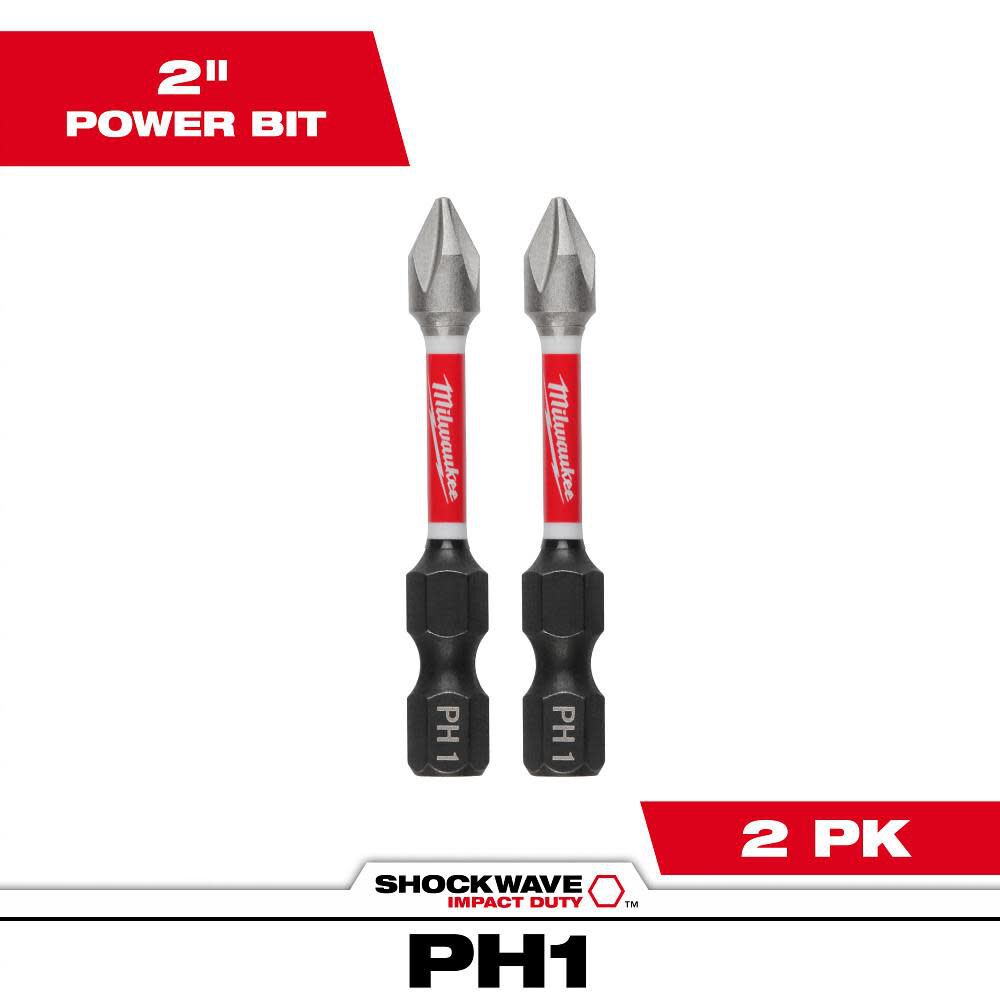 Milwaukee SHOCKWAVEImpact Bit 2inch PH1 2pk, large image number 1