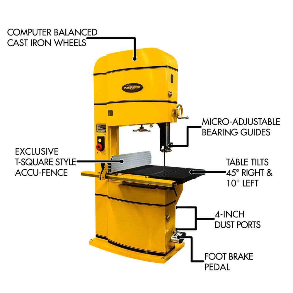 Powermatic PM2415BT Bandsaw 5HP 1PH 230V Armorglide, large image number 7