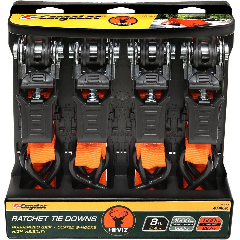 Allied International Cargoloc 1 Inch x 8ft Web Ratchet, Orange 4pk, large image number 4
