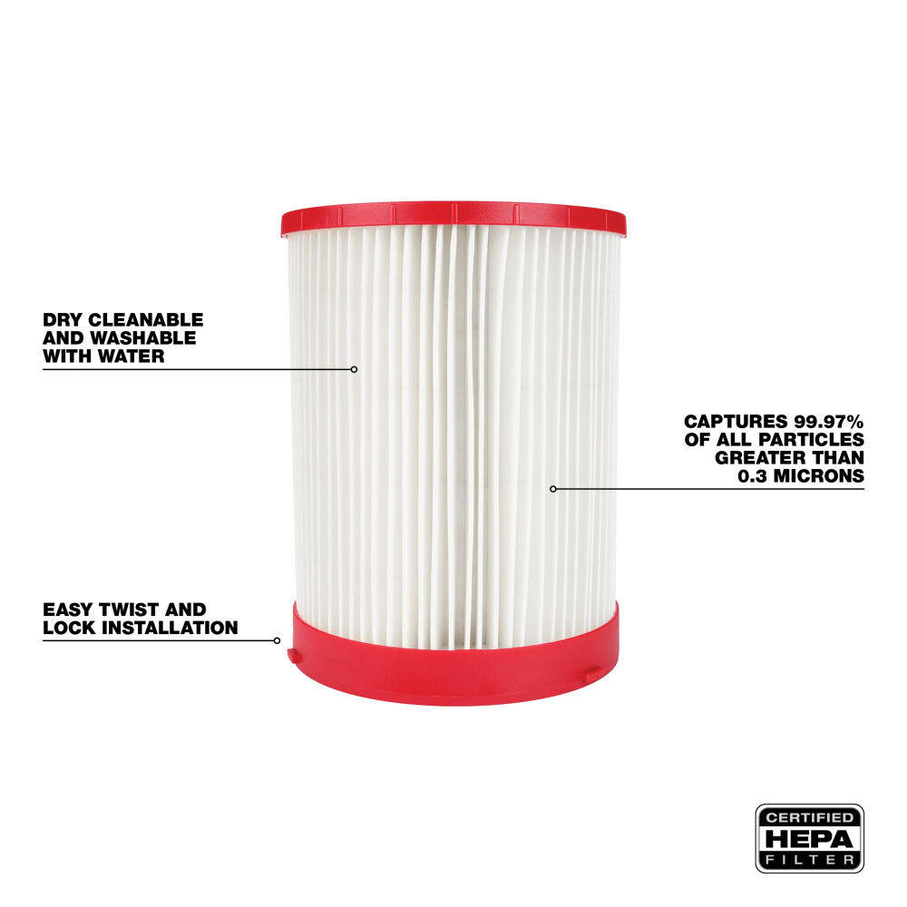 Milwaukee Large Wet/Dry Vacuum HEPA Filter, large image number 6