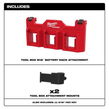 Milwaukee PACKOUT Tool Box M18 Battery Rack Attachment