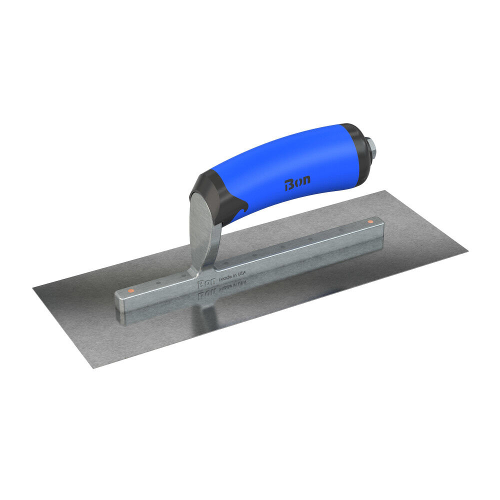 Bon Tool Finish Trowel Square Carbon Steel 11 Inch x 4 Inch with Comfort Grip Handle - 67-220
