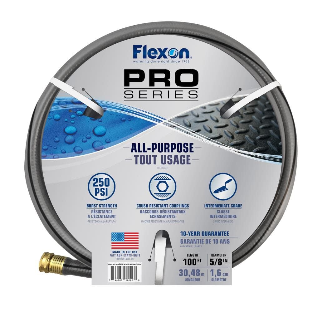 Flexon Water Hose Rubber/Vinyl 100 Ft. Contractor Grade - MDCG58100GYBK