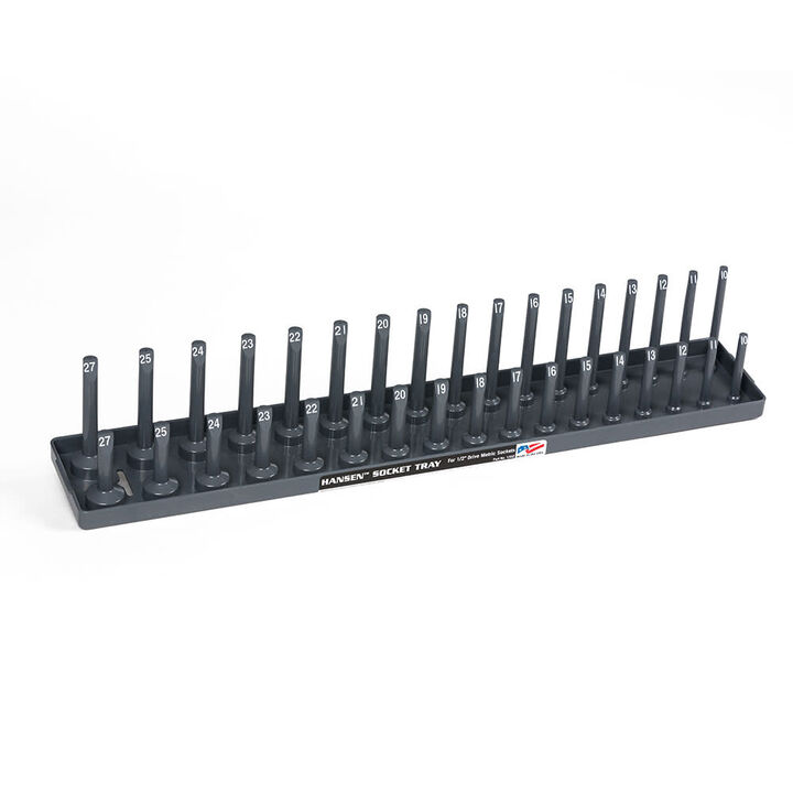 Hansen Global 2 Row Socket Tray 1/2in Drive 34 Slot Metric Gray