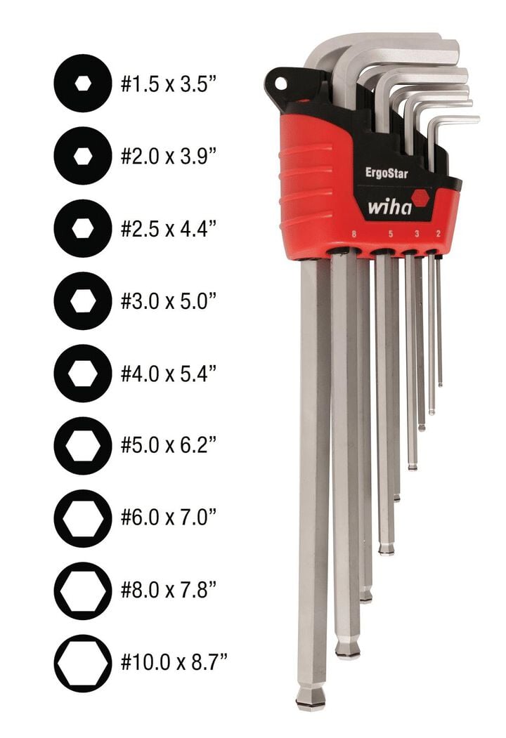Wiha MagicRing Metric Ball End Hex L-Key 9 Pc. Set, large image number 1