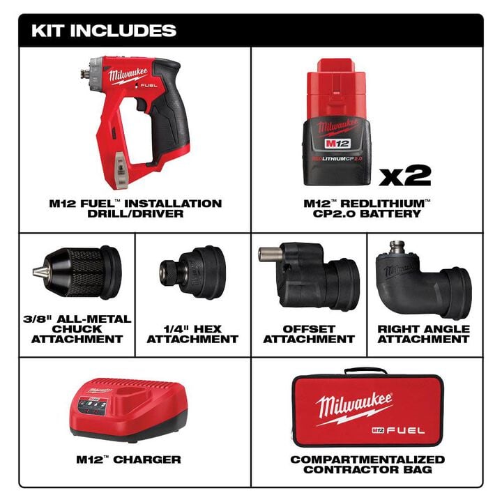 Milwaukee M12 FUEL Installation Drill/Driver Kit, large image number 1