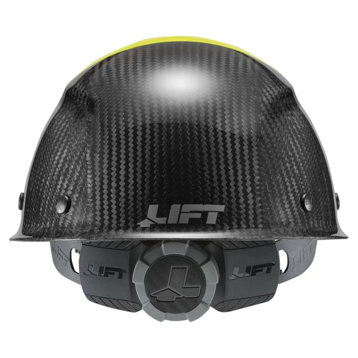 Lift Safety Hard Hat DAX FIFTY50 Yellow and Black Carbon Fiber Cap, large image number 2