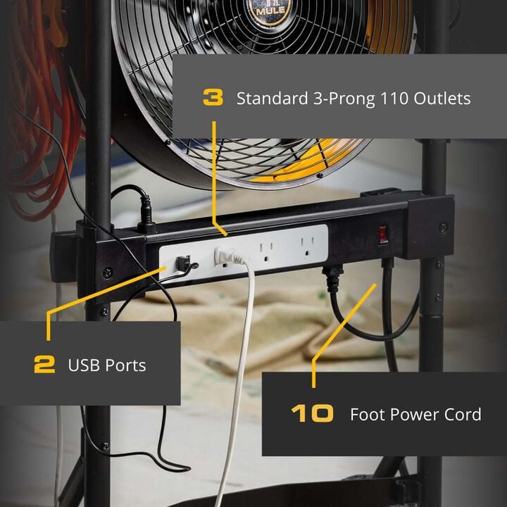 Mule 2500 Cfm 0.52A 3 Speed Corded Mobile Workshop Fan, large image number 7