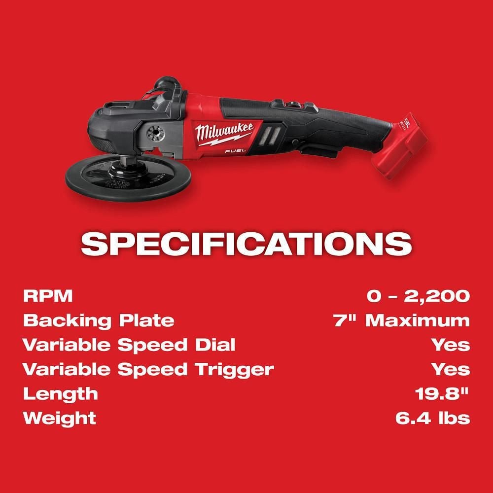 Milwaukee M18 FUEL 7 Variable Speed Polisher (Bare Tool), large image number 7